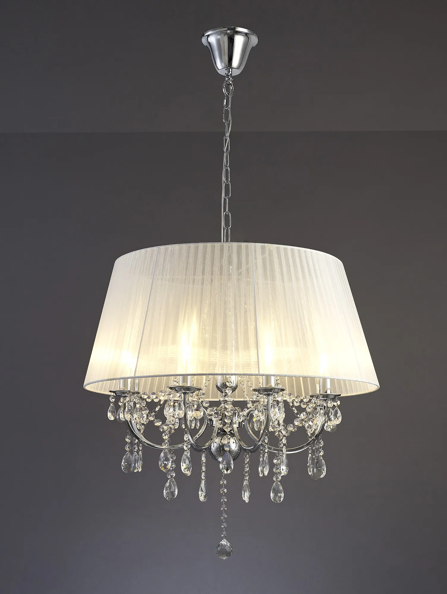 IL30056/WH  Olivia Crystal Pendant 8 Light Polished Chrome